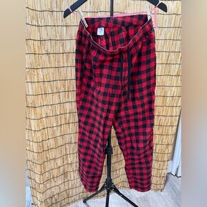 Amazon womens Red and Black Buffalo Plaid Flannel Bottoms